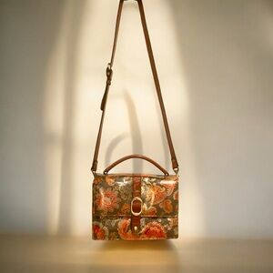 Patricia Nash Amara Leather Italian Floral Paisley Satchel/Crossbody Purse